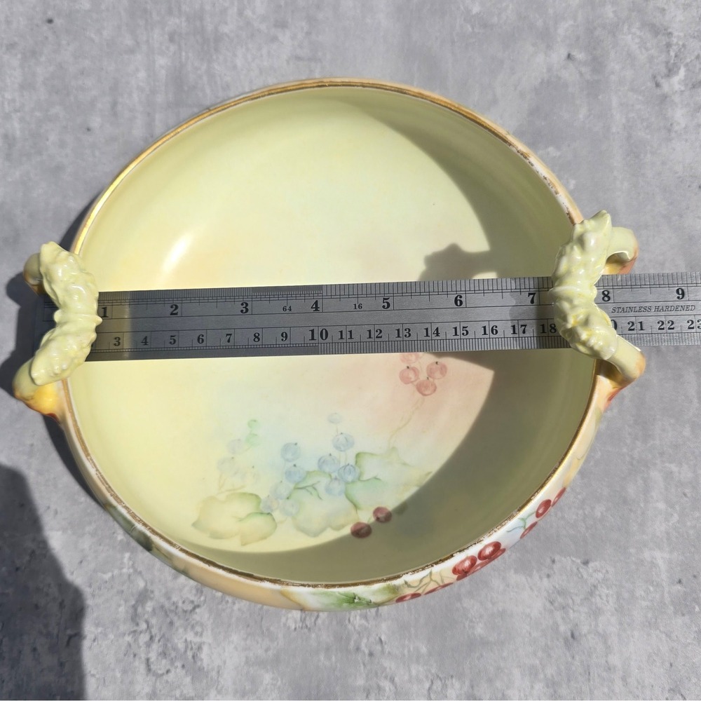 Antique Nippon Style Hand Painted Porcelain Centerpiece Bowl Branch Handles - Picture 12 of 12
